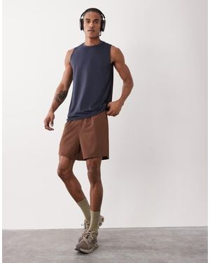 4505 13cm Running Shorts With Elastic Waist Band And Mesh Back Pocket - Blue