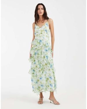 Vero Moda Smilla Chiffon Cami Ruffle Detail Midi Dress - Green