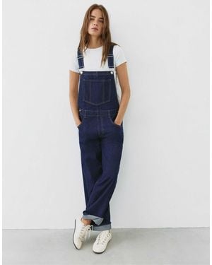 Pull&Bear Lange denim-latzhose - Blau