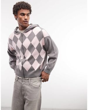 Collusion – strick-kapuzenpullover - Grau