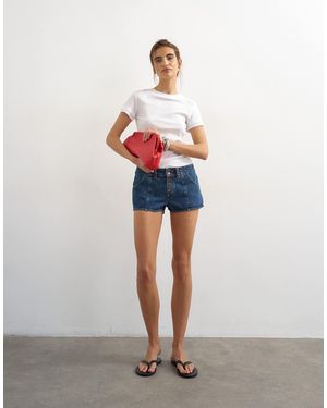 TOPSHOP Denim Button Fly Knicker Shorts - Multicolour