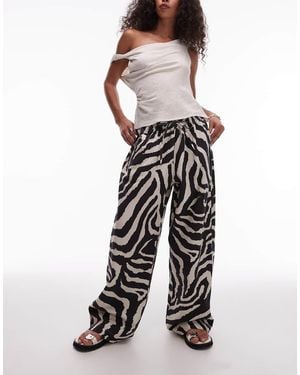 TOPSHOP Linen Balloon Trousers - Multicolour