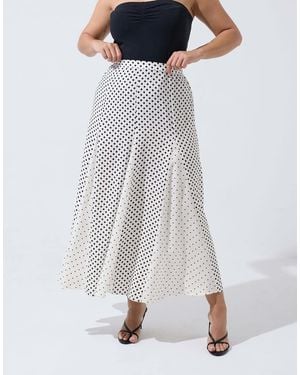 Yours Clothing Polka Dot Maxi Skirt - Grey