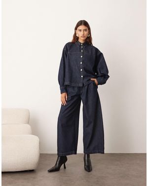 ARRANGE Structured Boxy Denim Shirt - Blue