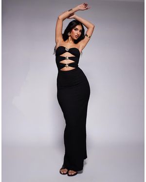 South Beach Vestito Da Mare Lungo Senza Spalline Con Cut-Out E Conchiglie Oro - Blu