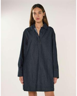 Glamorous Long Sleeve Shirt Dress - Blue