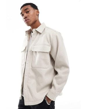 Pull&Bear Camicia Giacca Écru Con Due Tasche - Neutro