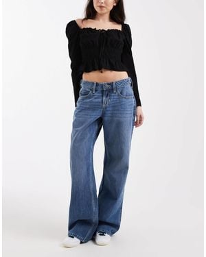 Hollister Low Rise Baggy Jeans With Adjustable Waist - Blue