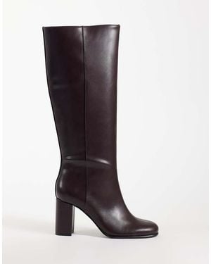 Mango Stivale Al Ginocchio Con Tacco Bordeaux - Marrone