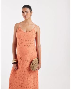 Vero Moda – midi-trägerkleid aus jersey - Orange