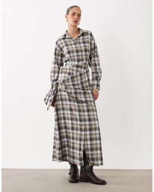 ASOS Midi Shirt With Scarf Wrap - White