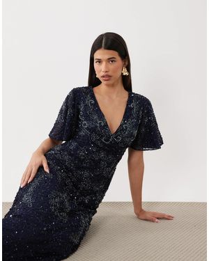 Beauut – verziertes wickel-maxikleid - Blau