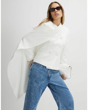 River Island Long Sleeve Short Cape Blazer - Blue