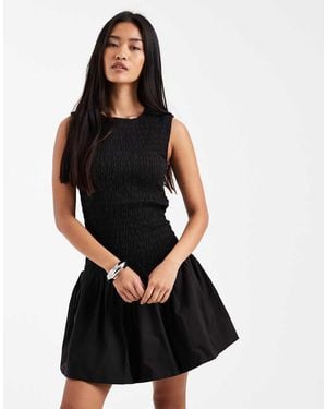 Pieces Vestido Corto Sin Mangas Con Bajo Abullonado De - Negro