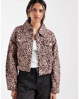 ASOS 80's Drop Shoulder Leopard Jacket - Brown