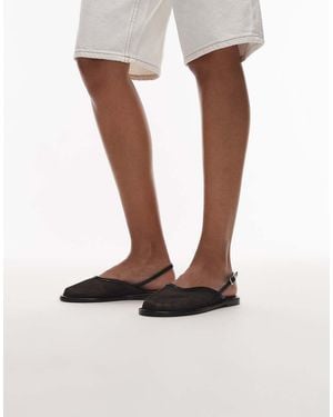 TOPSHOP Bailey Mesh Slingback Ballet Flats - Brown