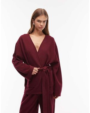 ASOS Supersoft Tie Waist Cardigan Co-Ord - Red