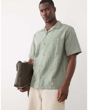 ASOS Relaxed Seersucker Striped Shirt - Green