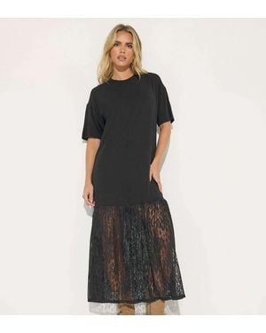 PixieGirl Petite Lace T-Shirt Maxi Dress - Black