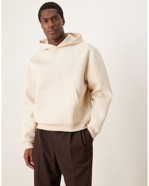 ASOS Felpa Con Cappuccio Oversize Squadrata Color Avena Mélange - Neutro