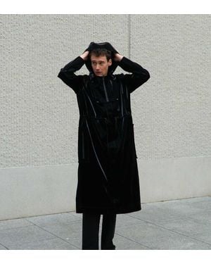 Labelrail X Isaac Hudson Sheen Vintage Effect Vinyl Oversized Raincoat - Black