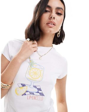 ASOS T-Shirt Corta Bianca Con Grafica Di Drink "Limoncello" - Bianco