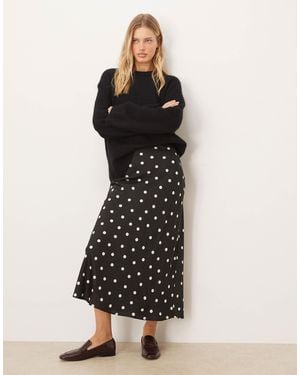 Vila Satin Maxi Skirt - Black
