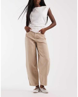 Vero Moda Vaqueros Color Visón De Talle Alto Y Pernera Barrel Billie De -Neutro