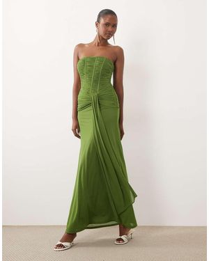 Forever New Chiffon Boned Corset Detail Maxi Dress - Green