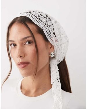 Kaiia Exclusive Cotton Crochet Lace Headscarf - White