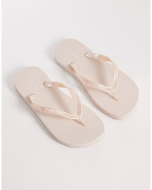 Calvin Klein Jeans Metallic Flip Flops - Natural