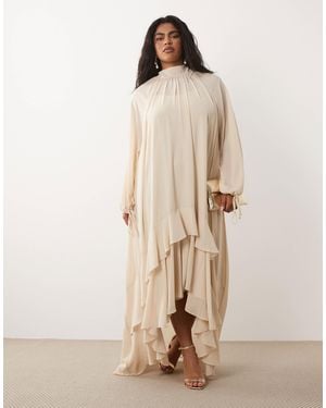 Tfnc Plus – chiffon-maxikleid - Natur