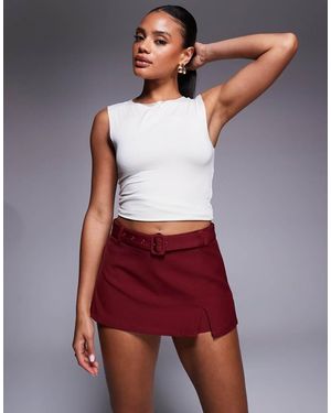 Princess Polly Volley Belted Side Split Detail Mini Skort - Red