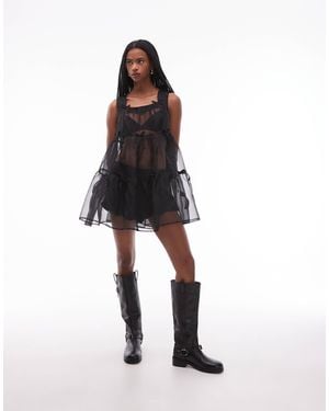 Collusion Organza Ribbon Trim Mini Dress - White