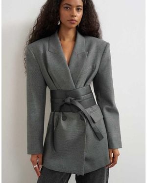 TOPSHOP Cinturón De Cintura De Cuero Con Lazo - Gris
