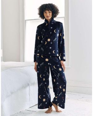 Chelsea Peers Fleece Celestial Zebra Print Sweatshirt & Jogger Co-Ord - Blue