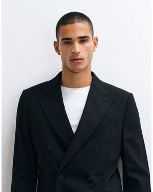 ASOS Regular Double Breasted Suit Blazer - Black