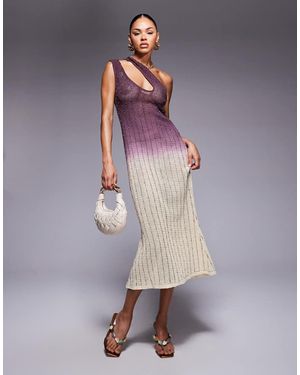 ASOS Diamante Embellished Crochet Slash Shoulder Midi Dress - Purple