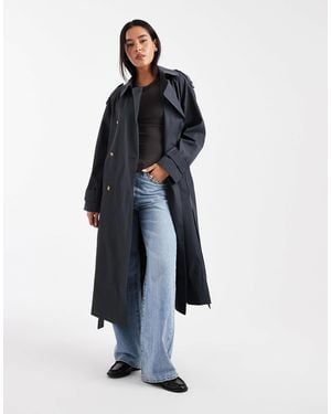 ASOS Longline Trench Coat - Blue