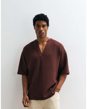 ASOS Boxy Oversized T-Shirt With V Neck - Brown