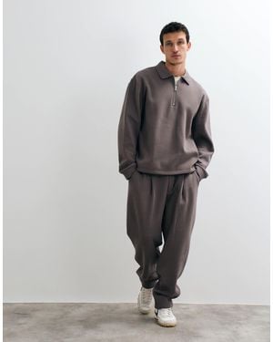 ASOS Relaxed Tapered jogger With Pleats - Gray