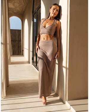 Honest The Label Taura Knitted Maxi Skirt - Brown