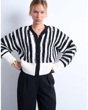 TOPSHOP Knitted Vetical Stripe Cardigan - Blue