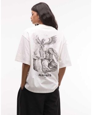 AllSaints Seraph Amelie T-Shirt Met Korte Mouwen, Grafisch Logo En Print Op De Achterkant - Wit