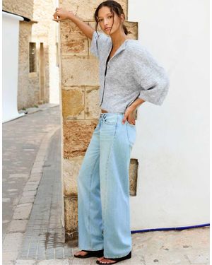Pull&Bear Short Sleeve Cardigan - Blue