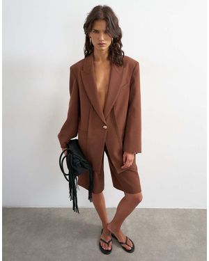 TOPSHOP Oversized Ruimvallende Blazer Met Panelen - Bruin