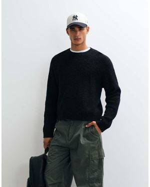 Weekday Boxy Fit Slub Knit Jumper - Blue