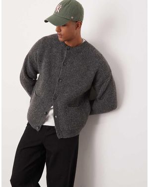 ASOS Cardigan Girocollo Comodo Squadrato - Grigio