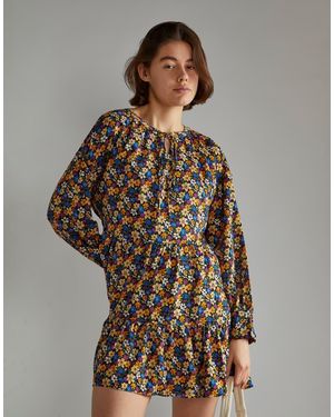 Glamorous Long Sleeve Shift Mini Dress - Brown