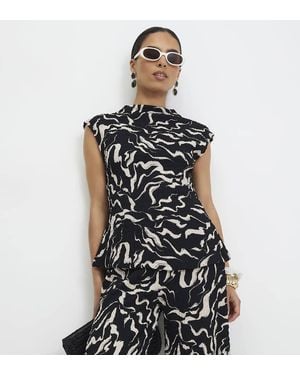River Island Abstract Print Top - Black